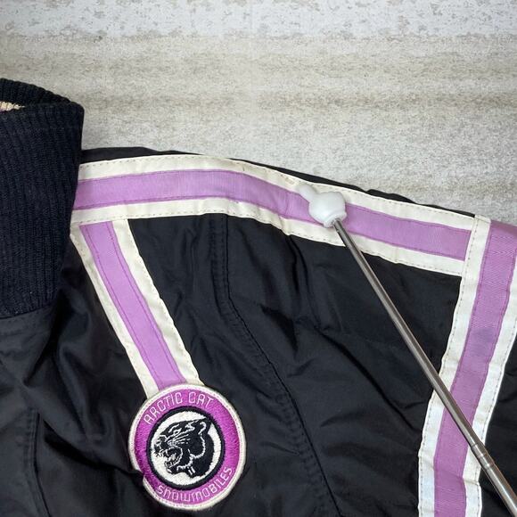 Vintage 90s Arctic Cat Snow Suit Coveralls Mens M Baggy Black Purple Nylon - Picture 4 of 6